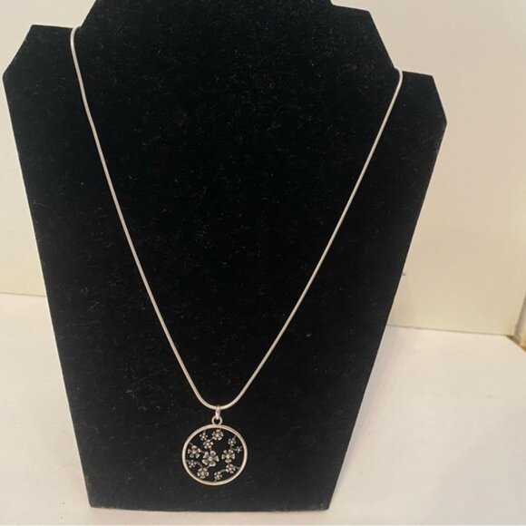 AGI NECKLACE CHAIN STERLING SILVER 925 ITALY 20” ROUND FLOWER PENDANT - Picture 4 of 8